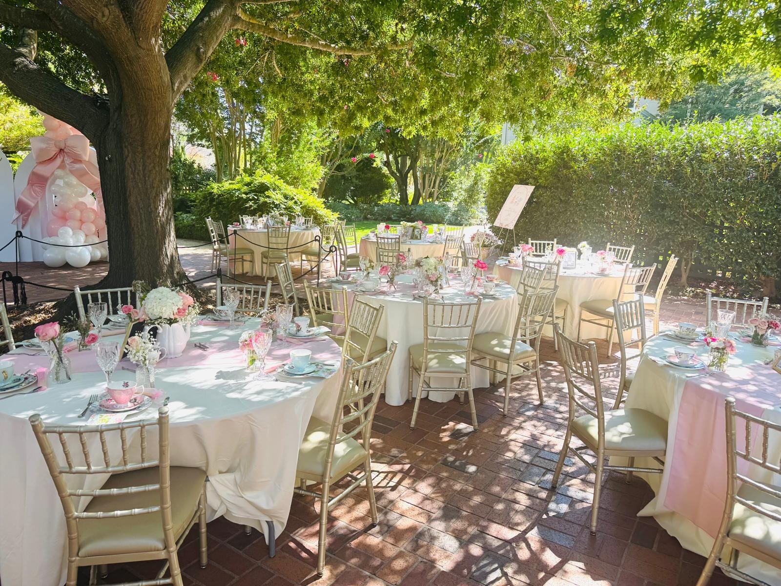 Elegant outdoor tea party celebration